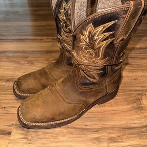 Georgia Boot Tan and Brown Western Square Toe Boots